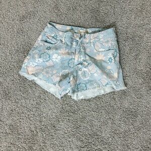 Altar’d State Blue Floral Jean Shorts Small